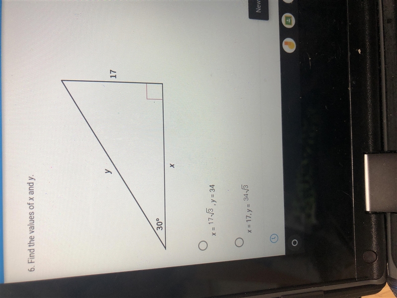 6. Find the values of x and y. 30° 17-example-1