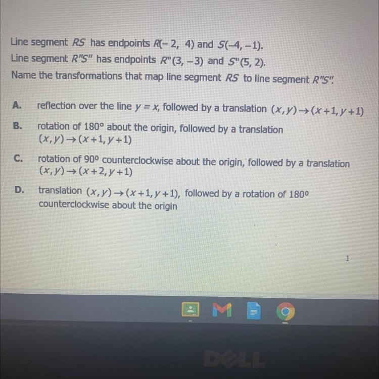 Name the transformations that map line segment RS to line segment R"S".-example-1