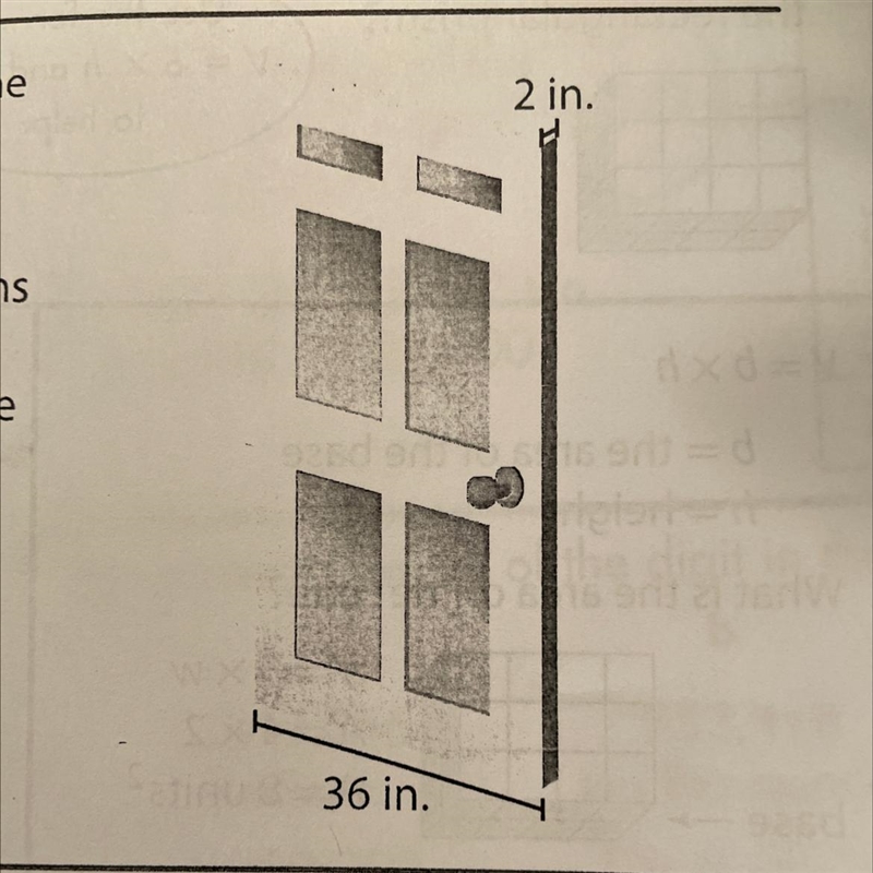 8. The front door of a house is 80 inches tall. What is the volume of the door? 10. The-example-1