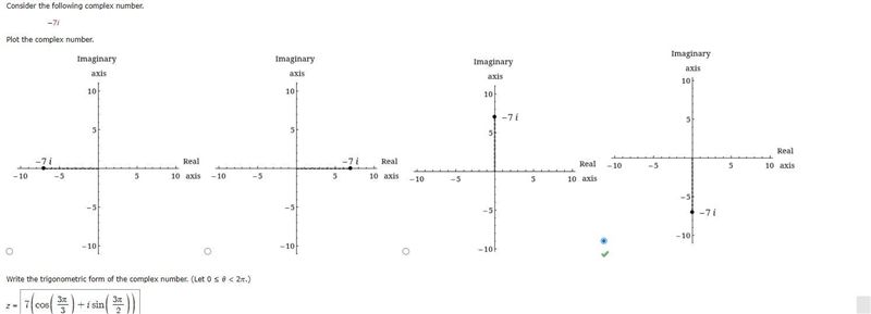 Write the trigonometric form of the complex number. (Let 0 ≤ < 2.)-example-1