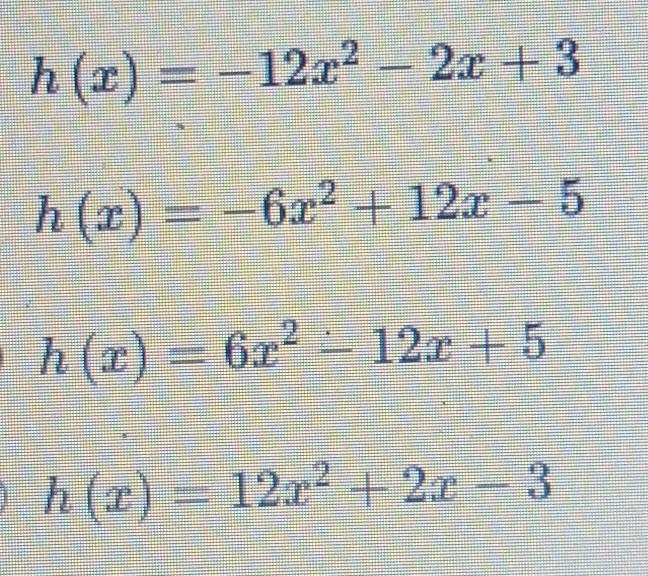 Let f (x) = 3x squared + 7x - 4 and g(x) = 9x squared - 5x + 1. Which equation shows-example-1