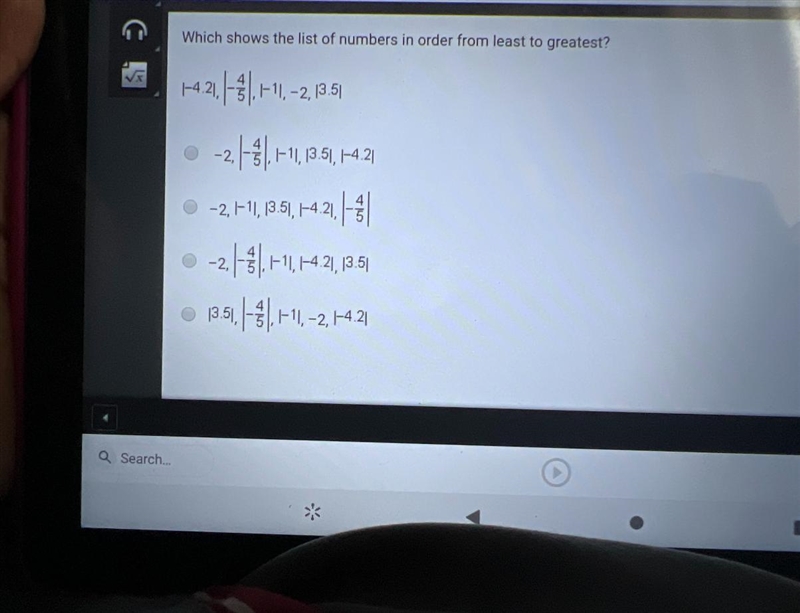 Which shows the list of numbers in order from least to greatest?-421,1-8).-11, -2,13:510 -21-8, 1-1,1951,102-2, 41,13:51, 14:21, 14 |0-28+142,9513.51,114),-1, -2,44 21-example-1