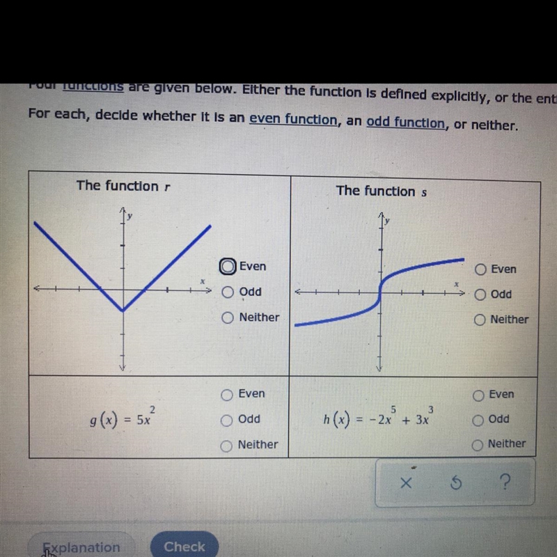 Four functions are given below. Either the function is defined explicitly, or the-example-1