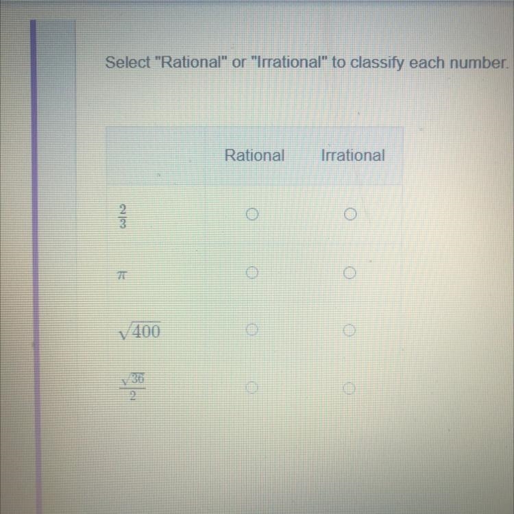 Select “rational” or “irrational” to classify number.-example-1