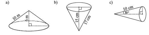 3. Calculate the:RadiusBase Area of the coneVolume of the Cone (solve b only)-example-1