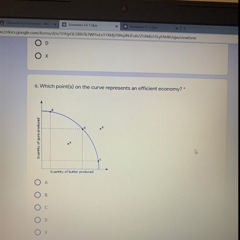 5. Which point(s) on the curve represents an efficient economy-example-1