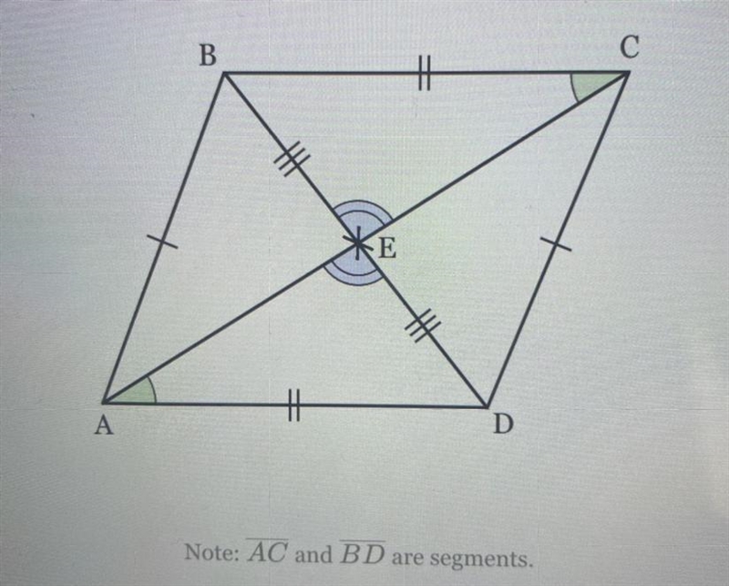 Given: AB ≅CD and BC ≅AD. Prove : AC bisects BD-example-1