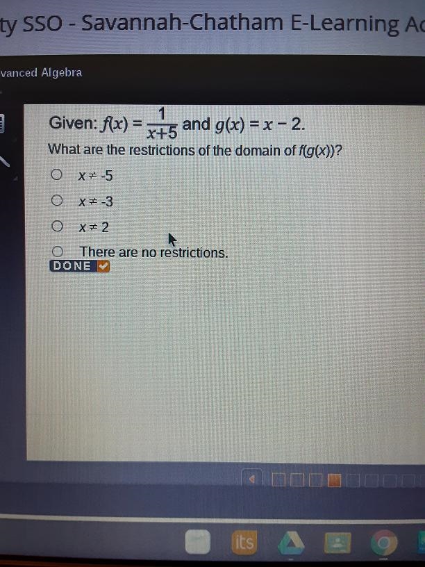 Given: f(x) and g(x) = x+1, what are the restrictions of the domain of f(g(x))-example-1