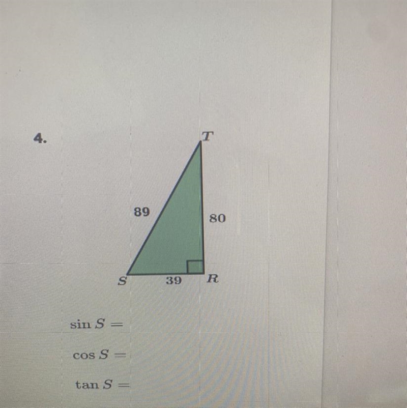 Write the indicated trigonometric value, write trigonometric ratios as fraction. Then-example-1