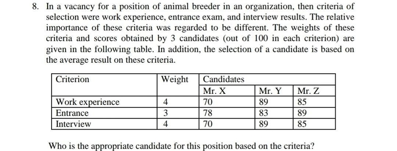 In a vacancy for a position of animal breeder in an organization, then criteria of-example-1