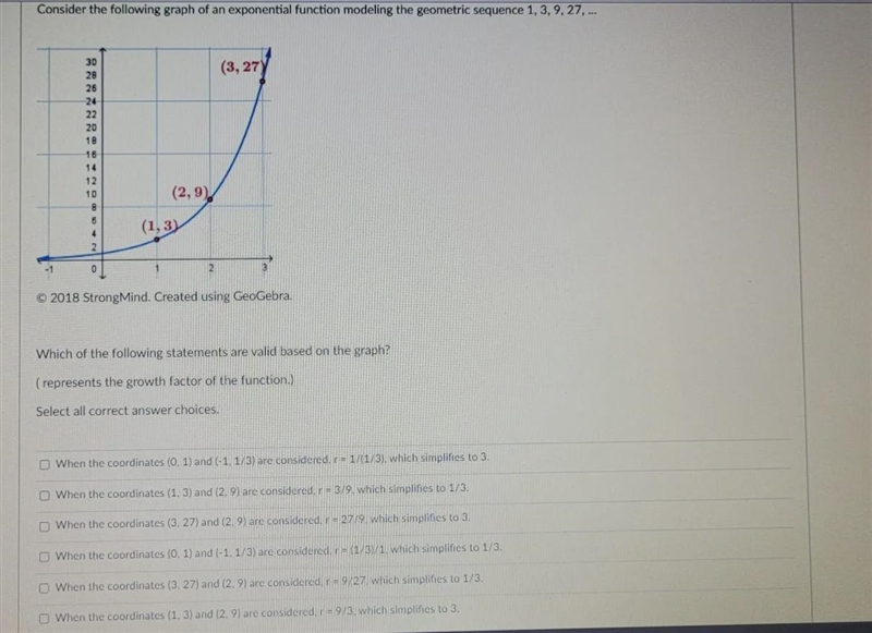 consider the following graph on an exponential function modeling the geometric sequence-example-1