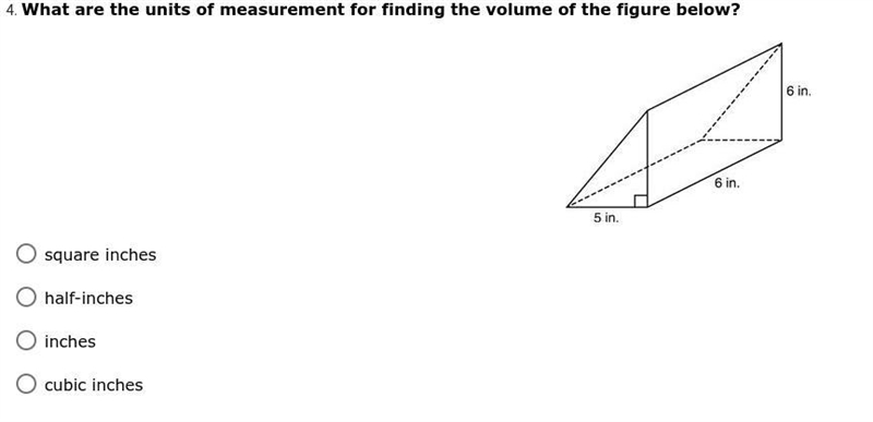 What are the units of measurement for finding the volume of the figure below?-example-1