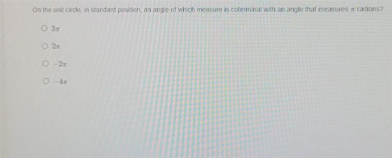 On the unit circle standard position and angle of which measure is CO terminal with-example-1