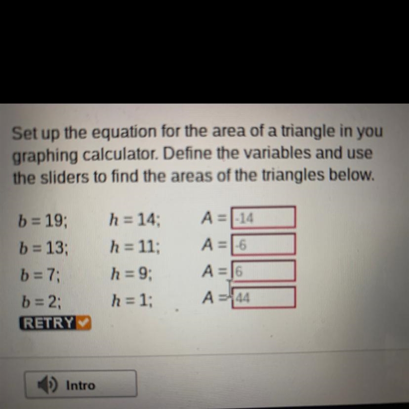 B = 19; b=13; b = 7; b = 2; h = 14; h = 11; h = 9; h = 1; A = A = A = A =-example-1