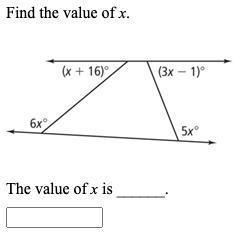 Find the value of x. (geometry) (image attached)thank you ! :)-example-1