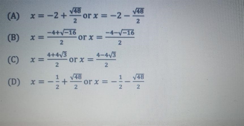 2. **Which of the following represent the solution set to x^2 + 4x = 8 ?-example-1