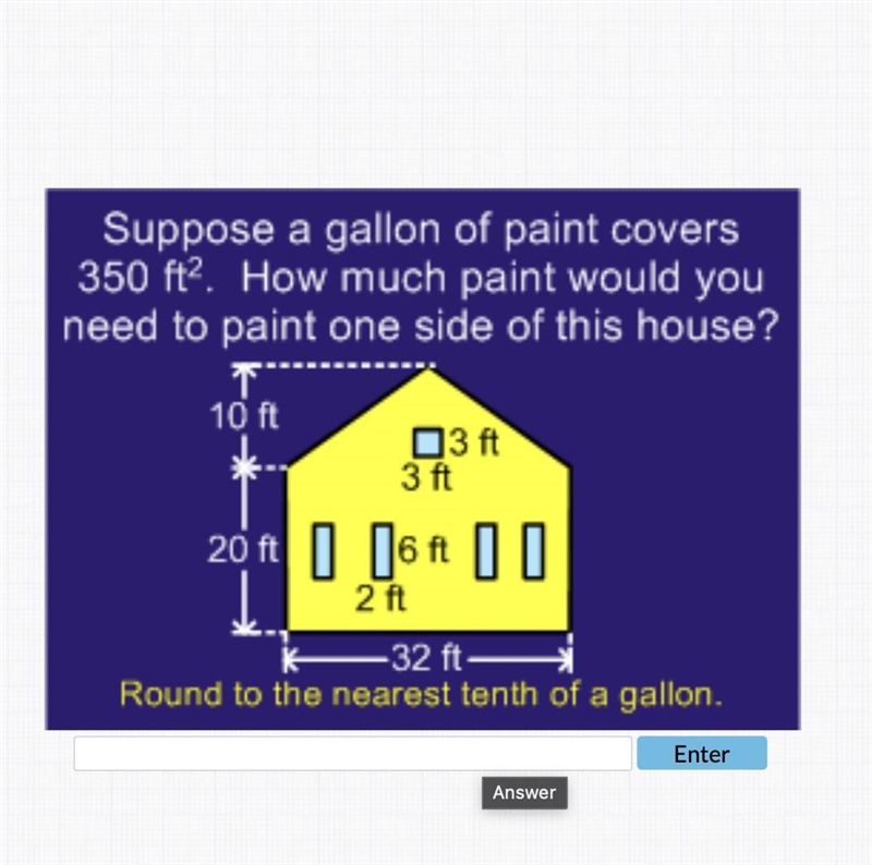 Suppose a gallon of paint covers350 ft2.How much paint would youneed to paint one-example-1