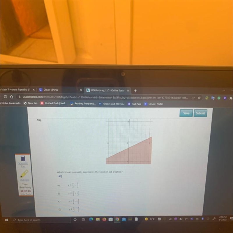 Which linear inequality represents the solution set graphed?-example-1