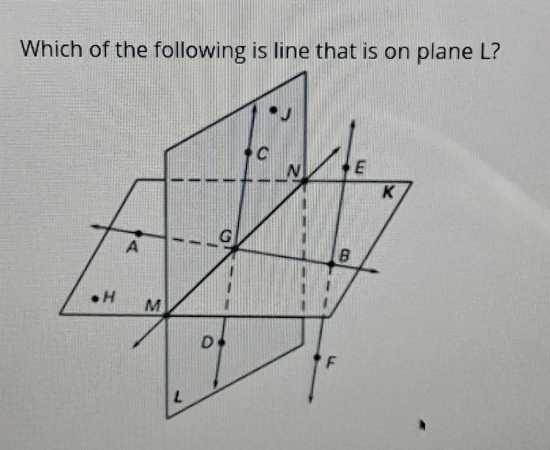 Which of the following is line that is on plane L?-example-1