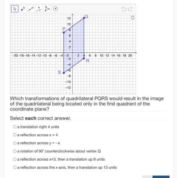 Which transformations of quadrilateral PQRS would result in the imageof the quadrilateral-example-1