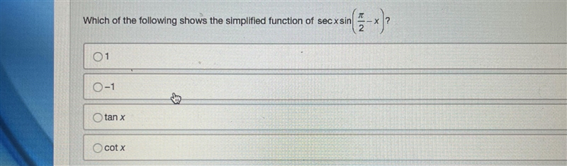 Which of the following shows the simplified function of sec x sin?-example-1