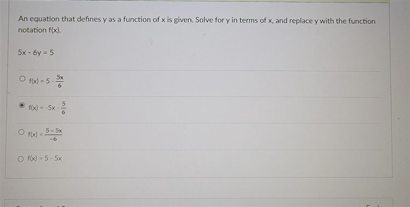 An equation that defined y as a dun6of x is given.-example-1