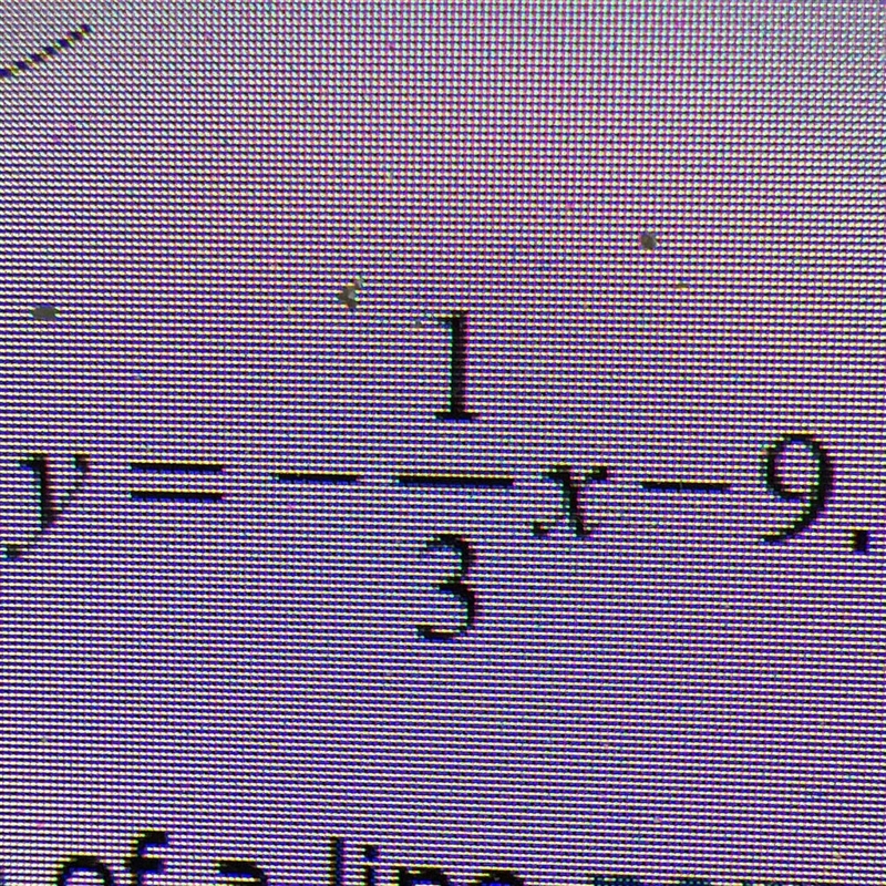 Consider the line y=—1/3x—9What is the slope of a line perpendicular tothis line?What-example-1