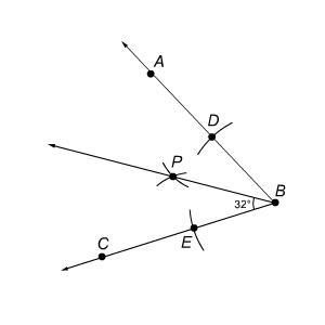 PLEASE HELP ME QUICK In the diagram, points D and E are marked by drawing arcs of-example-1