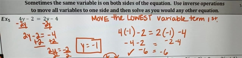 Need help with solving equations and also need help understanding what moves to the-example-1