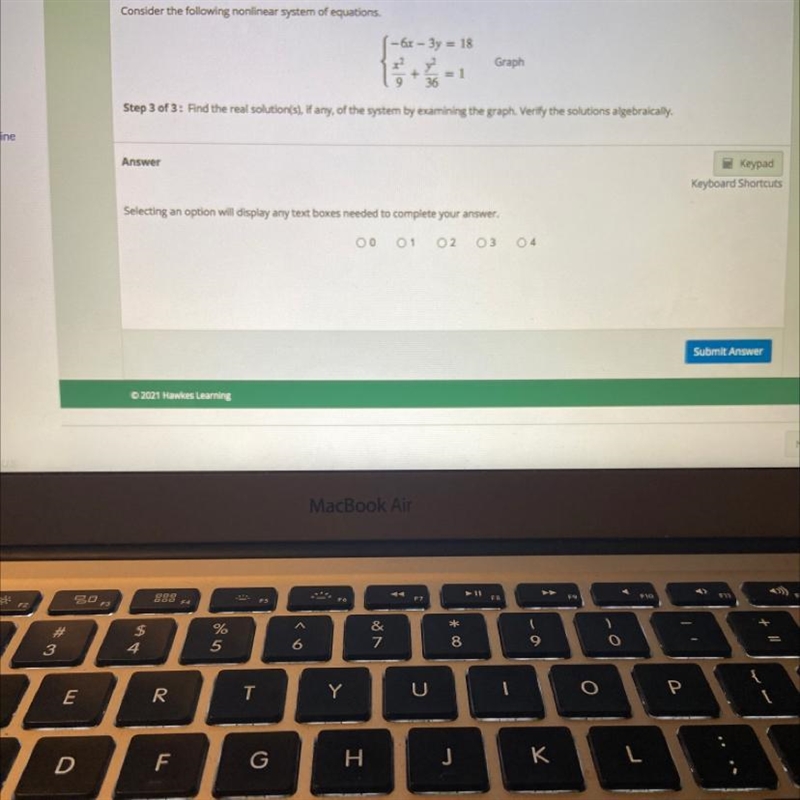 Find the real solution(s), if any, of the system by examining the graph-example-1