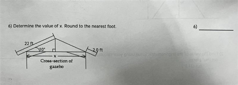 Determine the value of x. Round to the nearest foot.-example-1