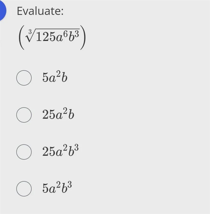 6 Evaluate: 2 (V125a%b3 o 5a²6 0 25a-6 25a263 Оба?3-example-1