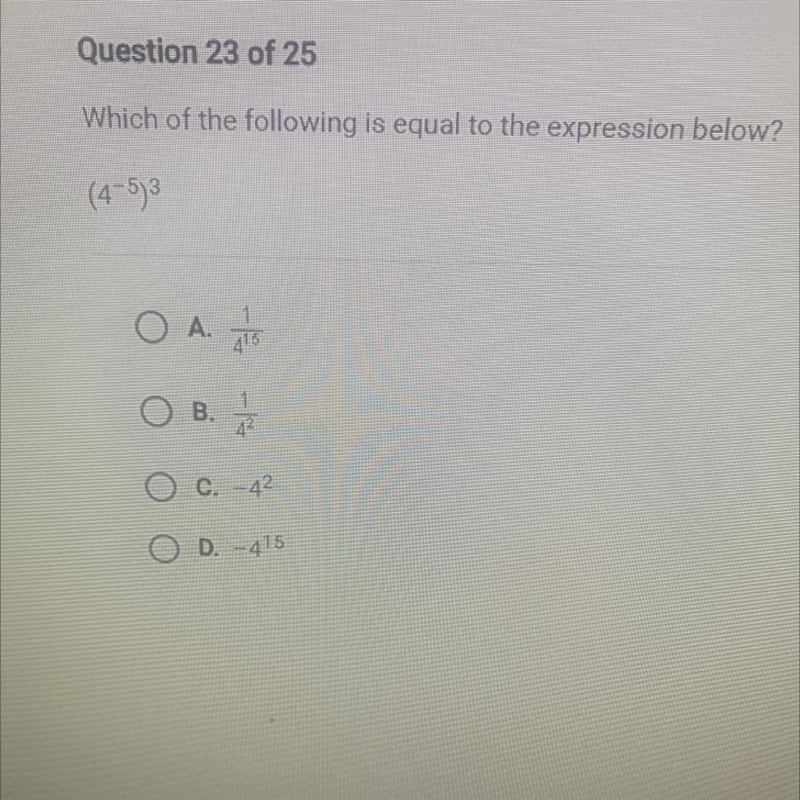 Which of the following is equal to the expression below?(4 53ОА.1415B.1OB.142O c. – 42D-example-1