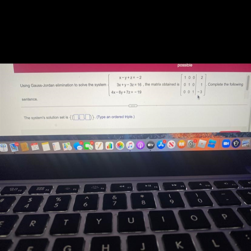 Using the gauss Jordan elimination to solve the systemFind the system solution set-example-1