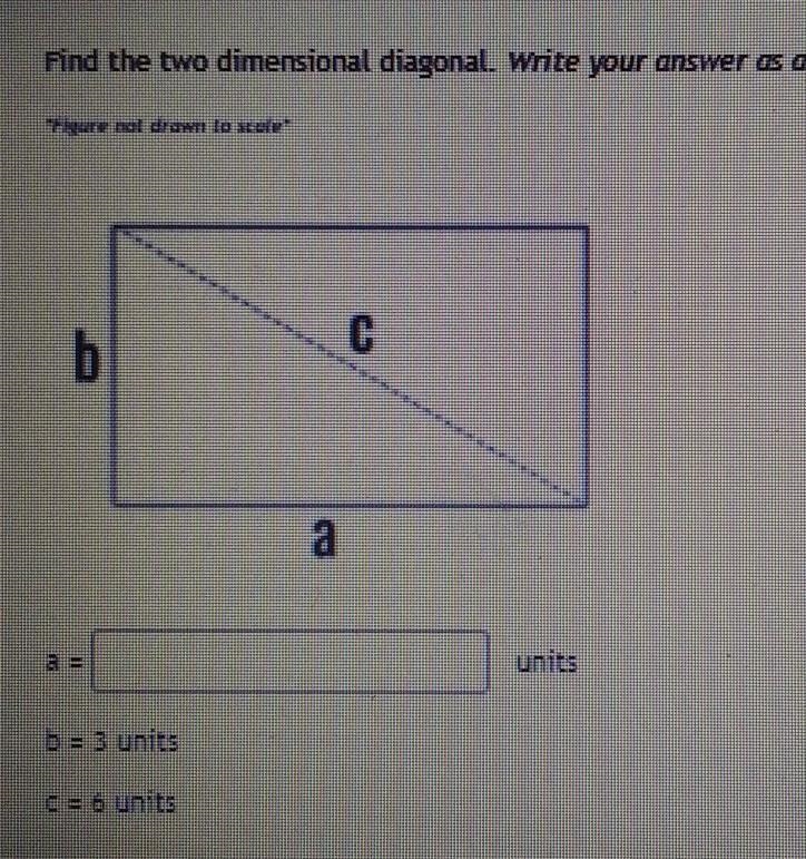 Find the two dimensional diagonal. Round to the nearest tenth.-example-1