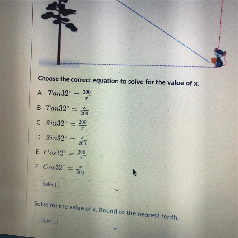 An owl is sitting on top of a tree that is 200 feet high. A mouse holding a cheese-example-1