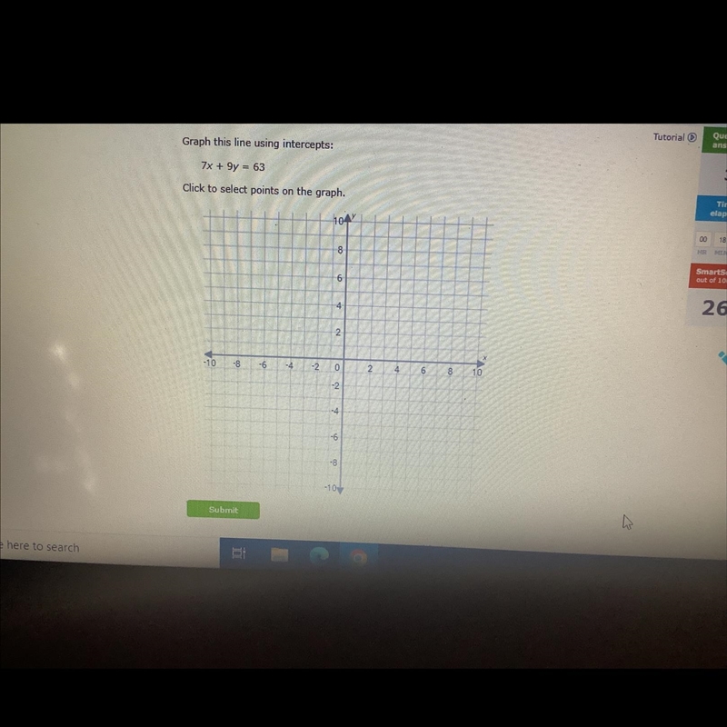 Graph this line using intercepts. A graph with the final answer would be greatly appreciated-example-1