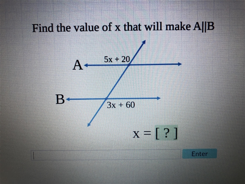 Find the value of x that will make A||B-example-1