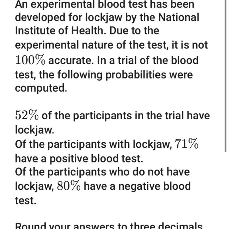 a) What is the probability that a random participant will have a negative blood test-example-1