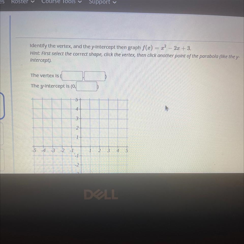 Identify the vertex, and the Y-intercept then click another point of parabola-example-1