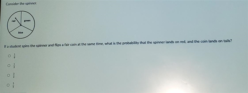 if a student spins the spinner and flips a fair coin at the same time,what is the-example-1