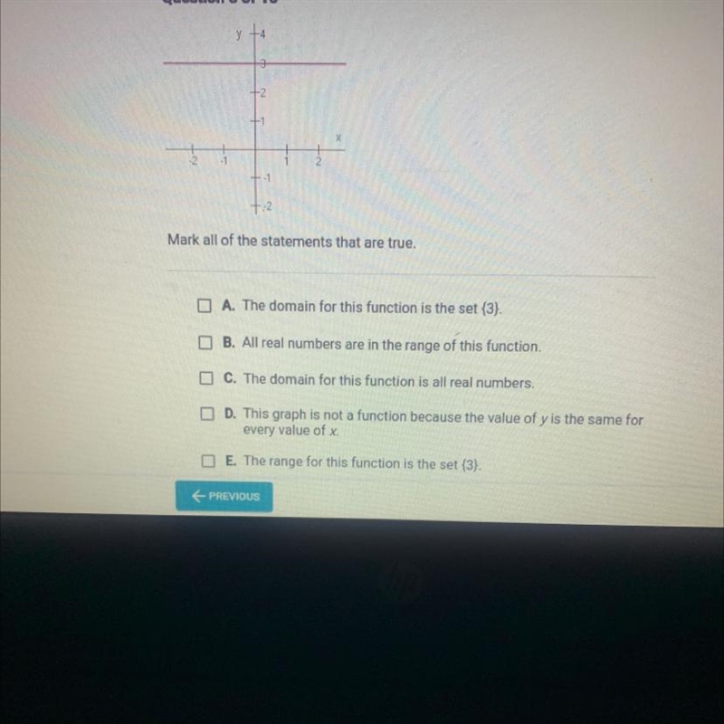 y t4-1-:2Mark all of the statements that are true.D A. The domain for this function-example-1