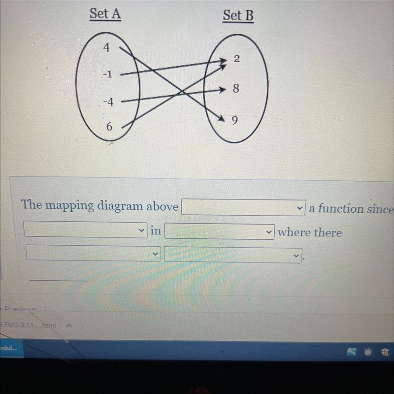 Fill in the blanks below in order to justify whether or not the mapping down represents-example-1