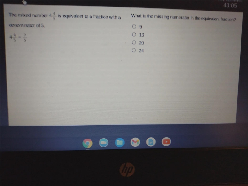 The mixed number 4 4/5 is it equivalent to a fraction with a denominator of 5-example-1