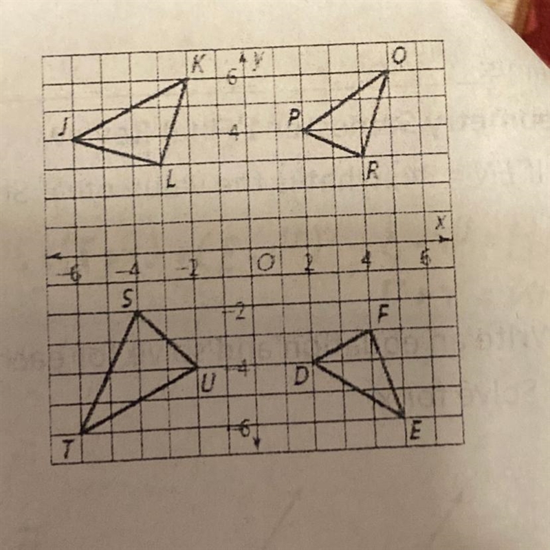 A) which triangle is congruent to PQRB)Name the set of rigid motions that moves PQR-example-1