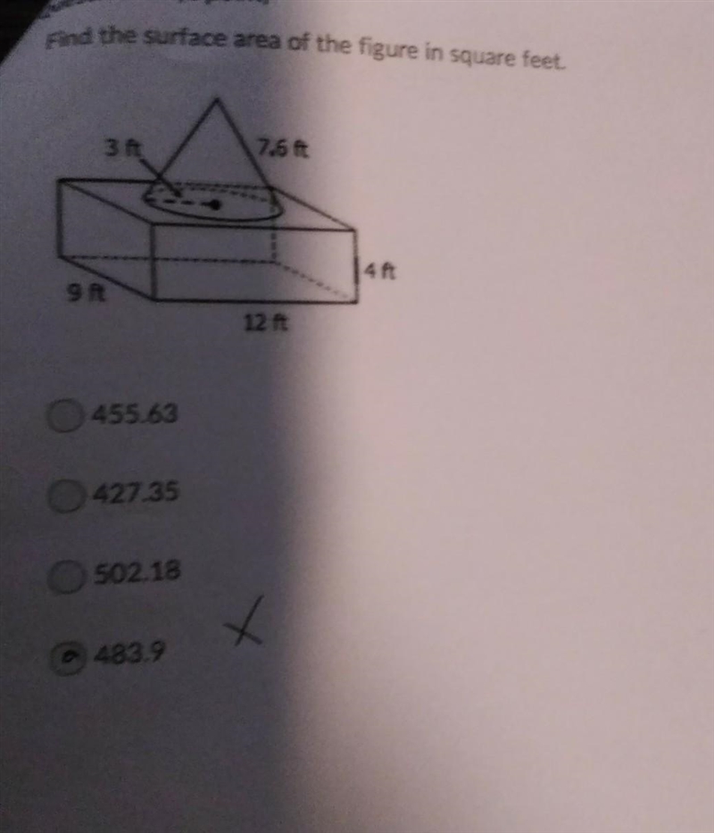 Find the surface area of the figure in square feet.-example-1