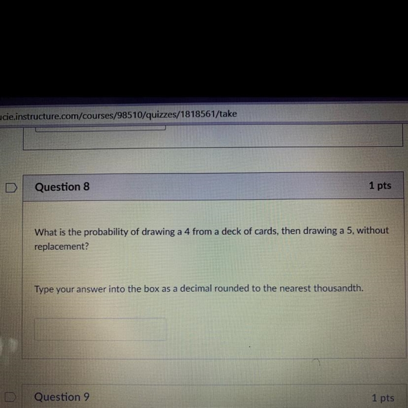 What is the probability of drawing a 4 from a deck of cards, then drawing a 5, withoutreplacement-example-1