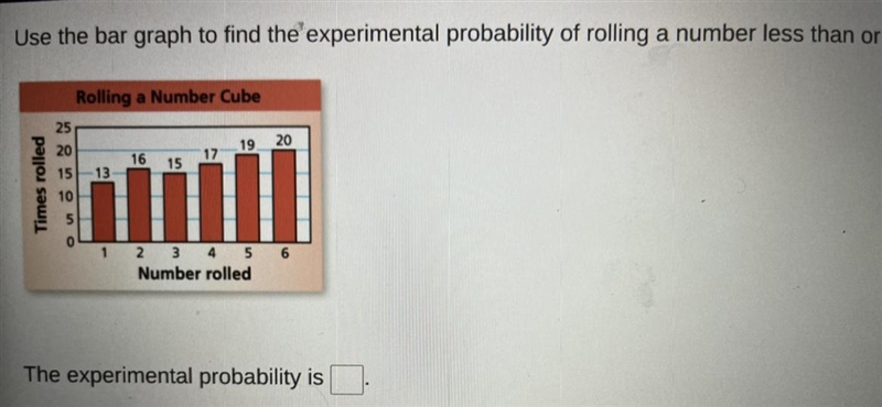 Us the bar graph to find the experimental probability of rolling a number less than-example-1