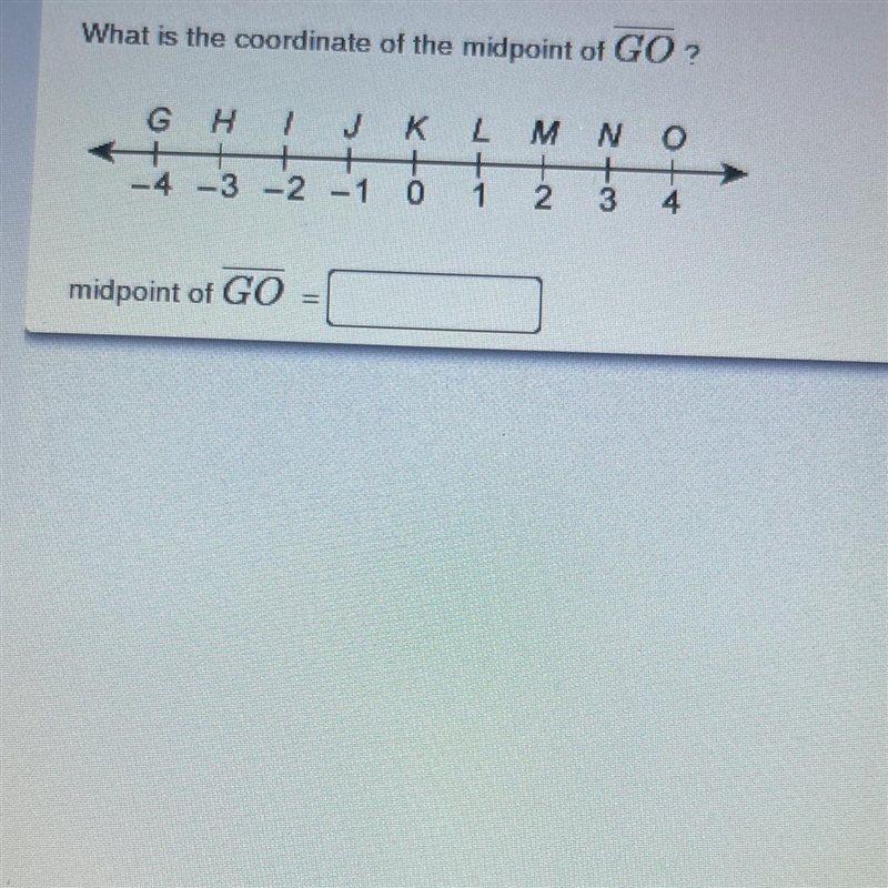 What is the coordinate of the midpoint of GO? I need help please-example-1