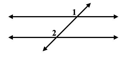 Name the special angle relationship between angle∠ 1 and angle∠ 2 . 1. Alternate Exterior-example-1